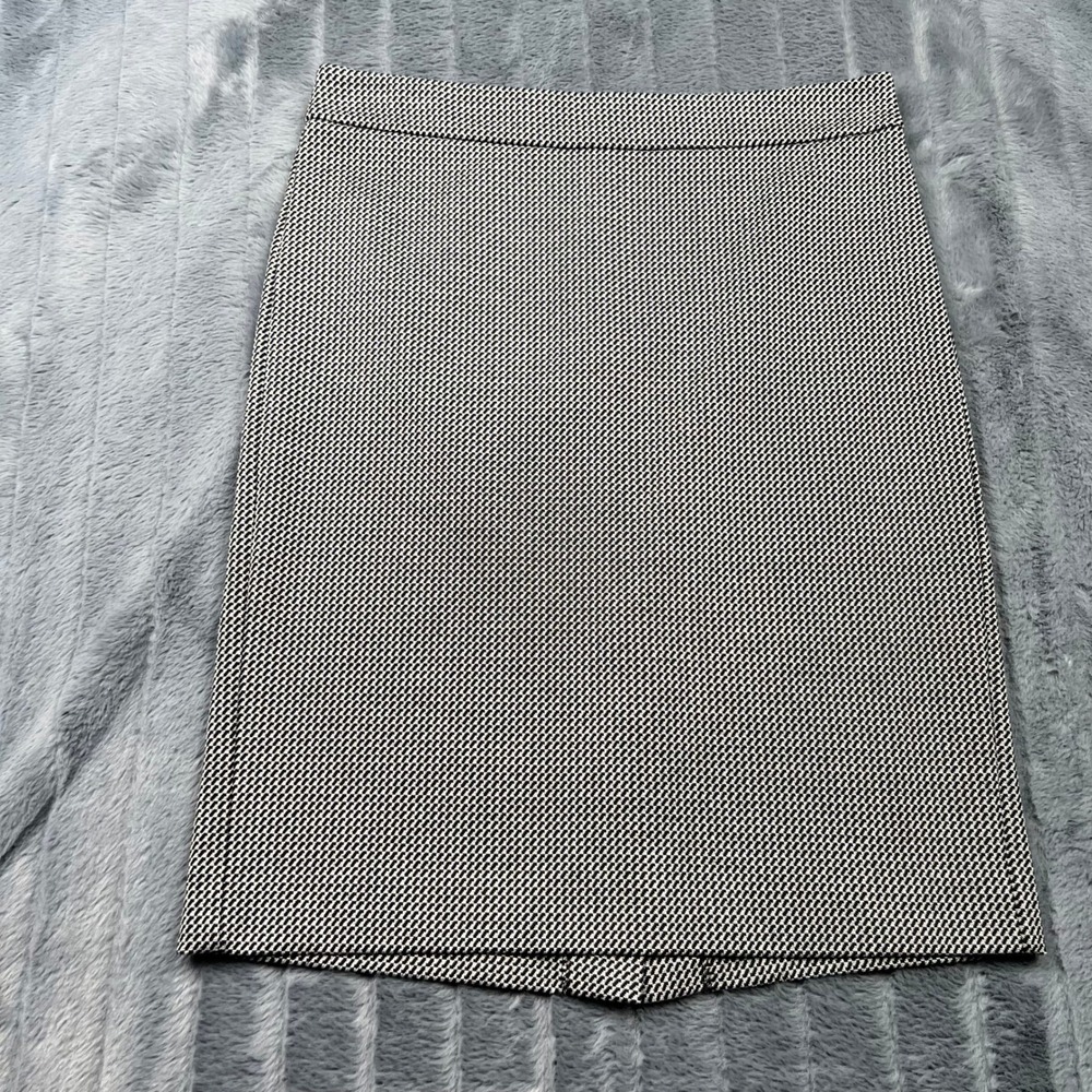 Ann Taylor Factory Black White Houndstooth Pencil Skirt Size 6 Office Business